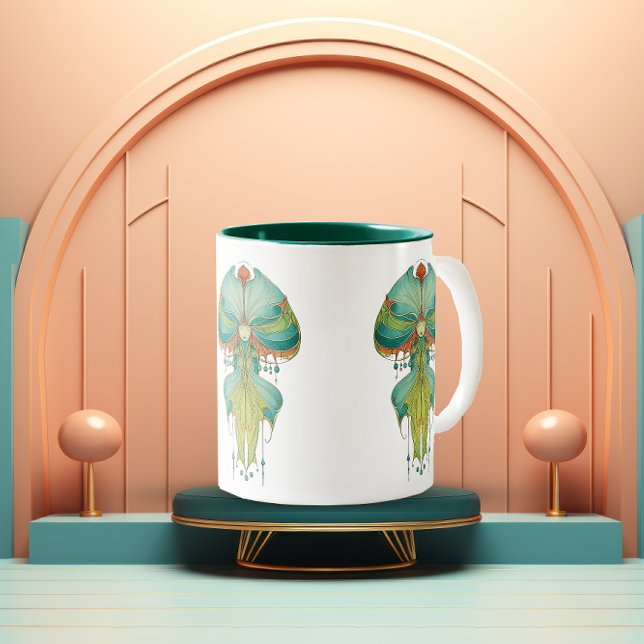 Caneca De Café Em Dois Tons Harmonia de Flor Whimsical  (Criador carregado)