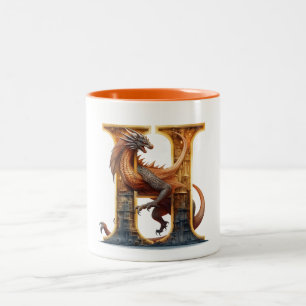 Caneca De Café Em Dois Tons Harmonia em Fogo: Taça de Cuta Dragão - Tipo H