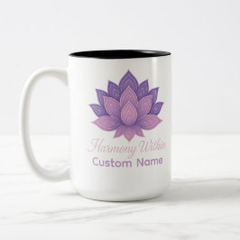 Caneca De Café Em Dois Tons Harmonia no Lotus Mandala Personalizada