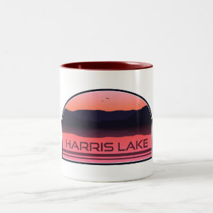 Caneca De Café Em Dois Tons Harris Lake North Carolina Red Sunrise