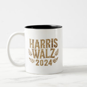 Caneca De Café Em Dois Tons Harris Tim Walz Crista Vintage Harris Waltz 2024 
