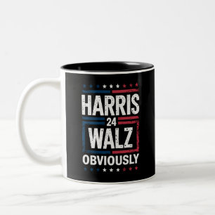 Caneca De Café Em Dois Tons Harris Walz Obviamente Harris Waltz Eleição 2024