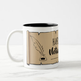 Caneca De Café Em Dois Tons Harrisburg Notary Public Scroll Feather Quill