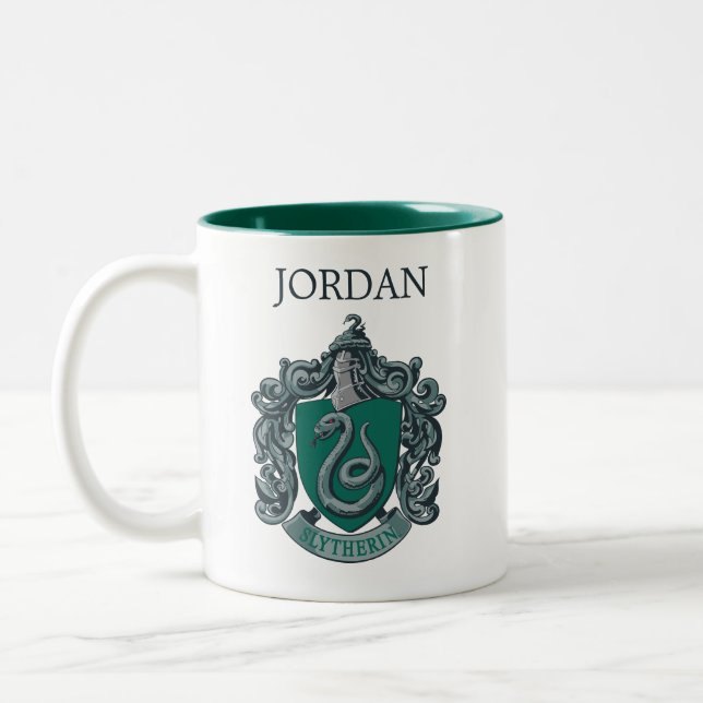 Caneca De Café Em Dois Tons Harry Potter | Brasão de Slytherin | Adicione Seu  (Esquerda)