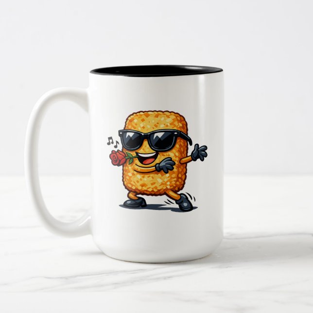 Caneca De Café Em Dois Tons Hash Brown Dançante (Esquerda)