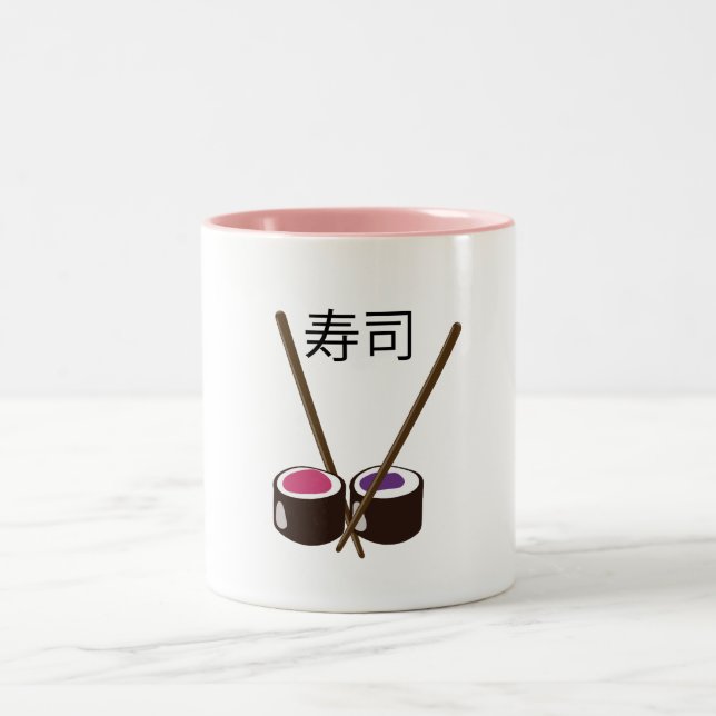 Caneca De Café Em Dois Tons Hashis de Sushi Japonês (Centro)