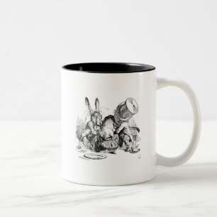 Caneca De Café Em Dois Tons Hatter, Dormouse e lebre loucos de março