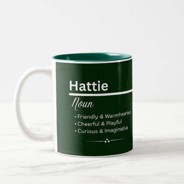 Caneca De Café Em Dois Tons Hattie Personalized Name Coffee Mug (Esquerda)