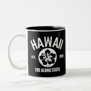 Caneca De Café Em Dois Tons Havaí O Estado Aloha Vintage State Graphic