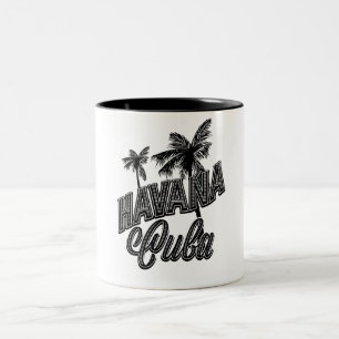 Caneca De Café Em Dois Tons Havana Cuba vintage typeface art.