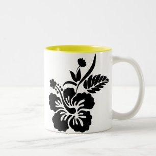 Caneca De Café Em Dois Tons Hawaiian Flowers Silhouette
