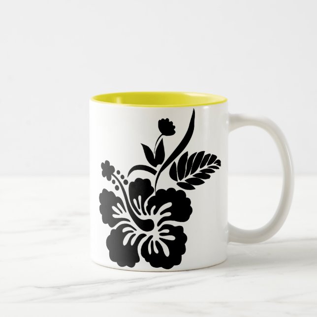 Caneca De Café Em Dois Tons Hawaiian Flowers Silhouette (Direita)