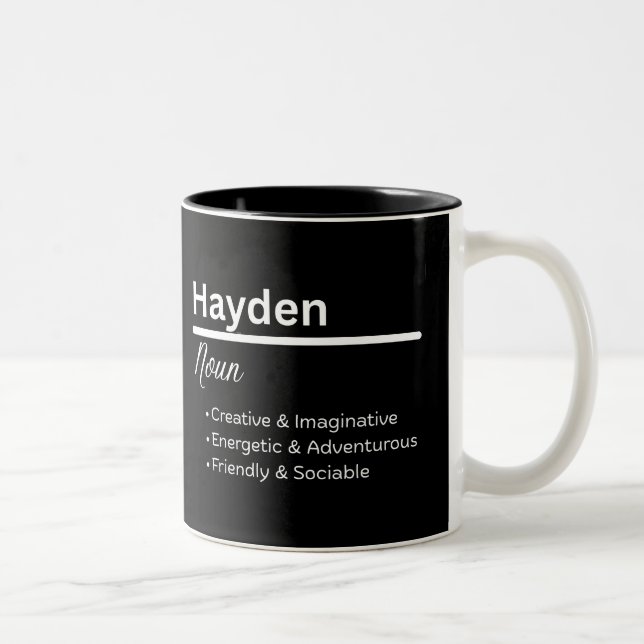 Caneca De Café Em Dois Tons Hayden Boy Name Definition Personalized Mug (Direita)
