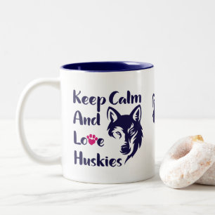 Caneca De Café Em Dois Tons Head Siberian Husky Vintage