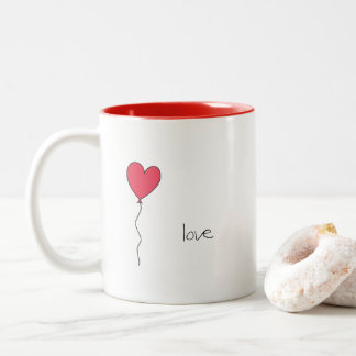 Caneca De Café Em Dois Tons Heart Balloon/Love