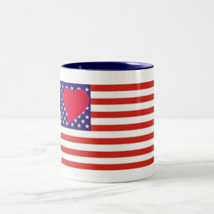 Caneca De Café Em Dois Tons Heart Love USA Mug