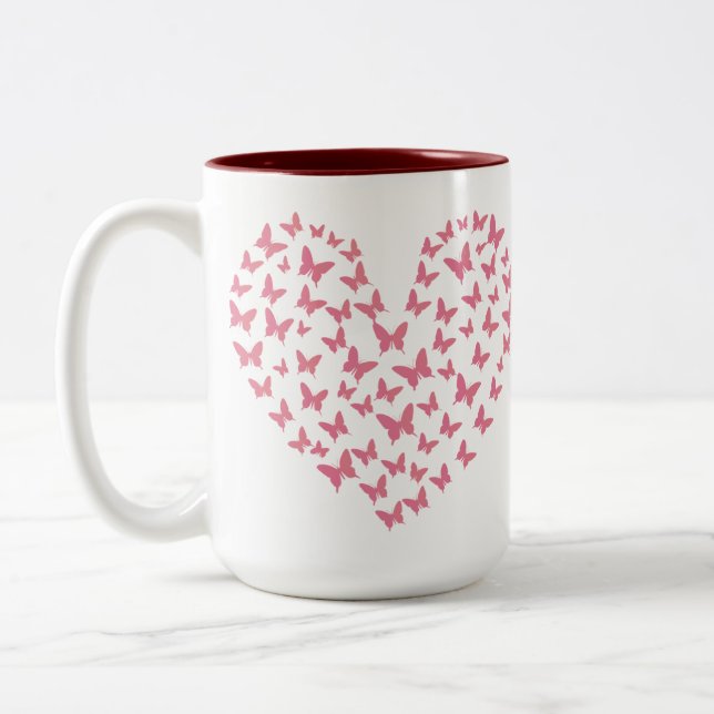 Caneca De Café Em Dois Tons Heart of Capricious Butterflies (Esquerda)
