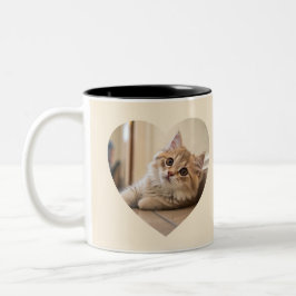 Caneca De Café Em Dois Tons Heart-Shaped Cat Design