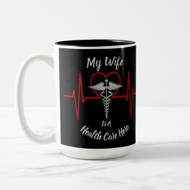 Caneca De Café Em Dois Tons Heath Care Hero Wife (Esquerda)