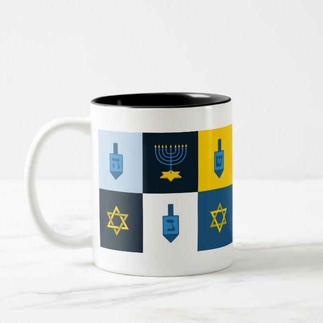 Caneca De Café Em Dois Tons hebrew hanukkah colorblock (Esquerda)