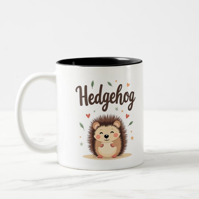 Caneca De Café Em Dois Tons Hedgehogs: Pequeno, Espioso e Simplesmente Irresis (Esquerda)