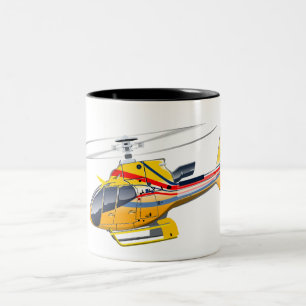 Caneca De Café Em Dois Tons Helicóptero de desenho animado