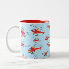 Caneca De Café Em Dois Tons Helicóptero de Voo Cortado