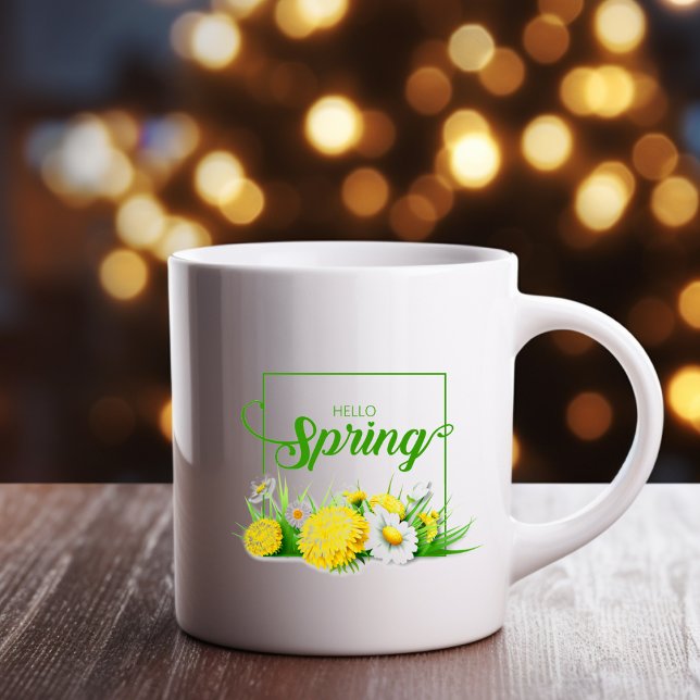Caneca De Café Em Dois Tons Hello Primavera Season (Criador carregado)