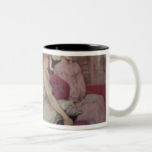 Caneca De Café Em Dois Tons Henri de Toulouse-Lautrec no salão de beleza no