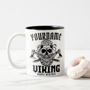 Caneca De Café Em Dois Tons Herança Personalizada do Guerreiro Viking Nórdico 