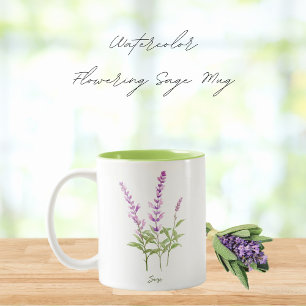 Caneca De Café Em Dois Tons Herbo de Sage de Flor de Água