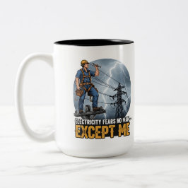Caneca De Café Em Dois Tons Herói do Lineman Relâmpago Linha de Energia