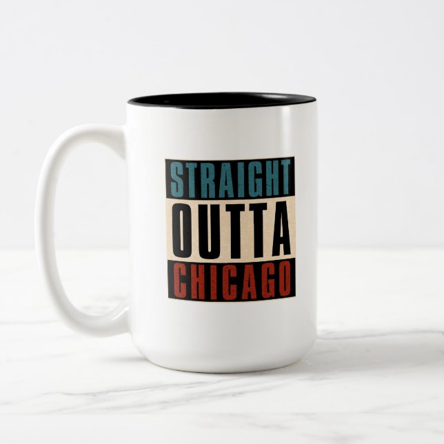 Caneca De Café Em Dois Tons Hetero Outta Chicago Illinois IL EUA (Esquerda)