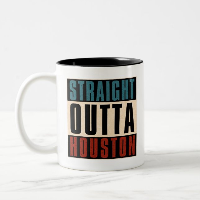 Caneca De Café Em Dois Tons Hetero Outta Houston Texas TX EUA (Esquerda)