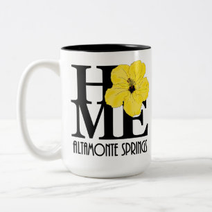 Caneca De Café Em Dois Tons Hibiscus amarelo HOME 15oz de Altamonte Springs