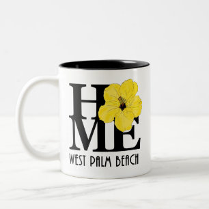 Caneca De Café Em Dois Tons Hibiscus amarelo HOME de West Palm Beach Florida