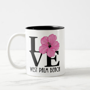 Caneca De Café Em Dois Tons Hibiscus cor-de-rosa de West Palm Beach 11oz do