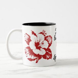 Caneca De Café Em Dois Tons Hibiscus simples e personalizável