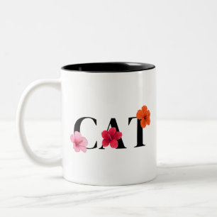 Caneca De Café Em Dois Tons Hibiscus Tropical Flowers Colorida