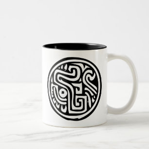 Caneca De Café Em Dois Tons Hieroglifo mexicano (Maya)