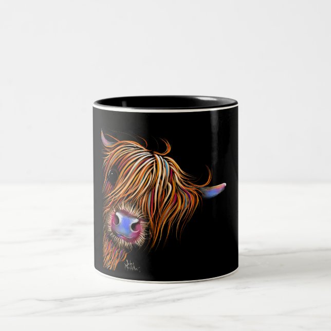Caneca De Café Em Dois Tons Highland Cow Impressão Mug "SuGaR LuMP oN BLaCK " (Centro)