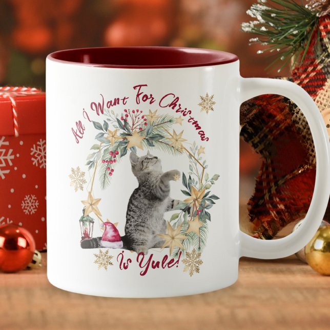 Caneca De Café Em Dois Tons Higiene Festiva Yule Gato Humor de Natal (Criador carregado)