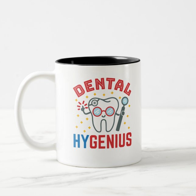 Caneca De Café Em Dois Tons Higienismo Dental Higienista RDH Apreciação Engraç (Esquerda)