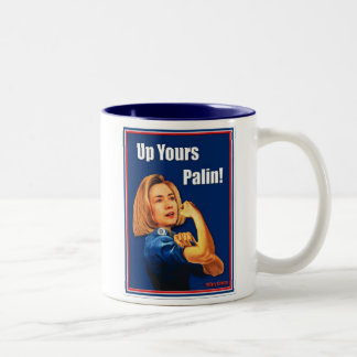 Caneca De Café Em Dois Tons Hillary Clinton, Rosie o rebitador, acima de seu