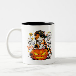 Caneca De Café Em Dois Tons Hip Hop Gato Tricolor Halloween