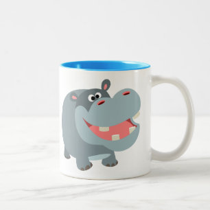 Caneca De Café Em Dois Tons Hipopótamo de sorriso bonito dos desenhos animado