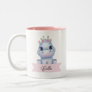 Caneca De Café Em Dois Tons hipopótamo fofo personalizado