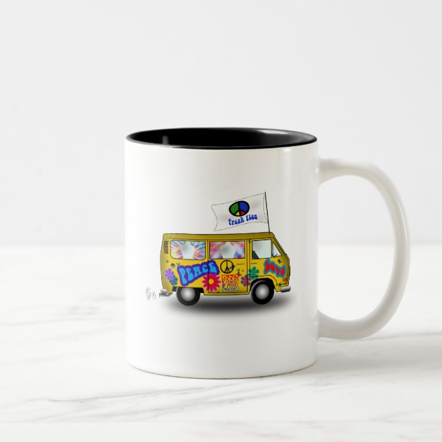 Caneca De Café Em Dois Tons Hippie mágico Van (Direita)