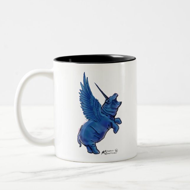 Caneca De Café Em Dois Tons Hippo Hippopotamus House Benção de Taweret (Esquerda)