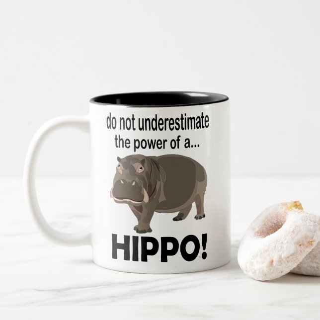 Caneca De Café Em Dois Tons Hippopotamus Animal Funny Hippo (Com Donut)